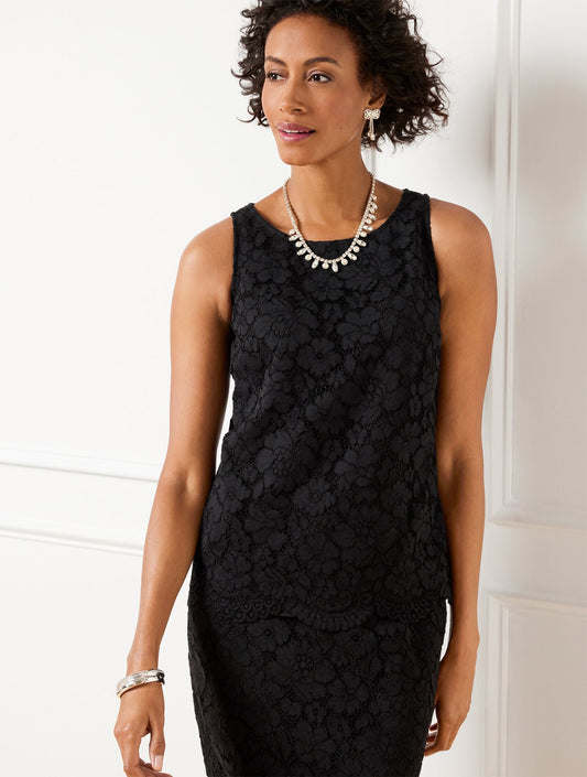 FESTIVE FLORAL LACE SHELL | Talbots