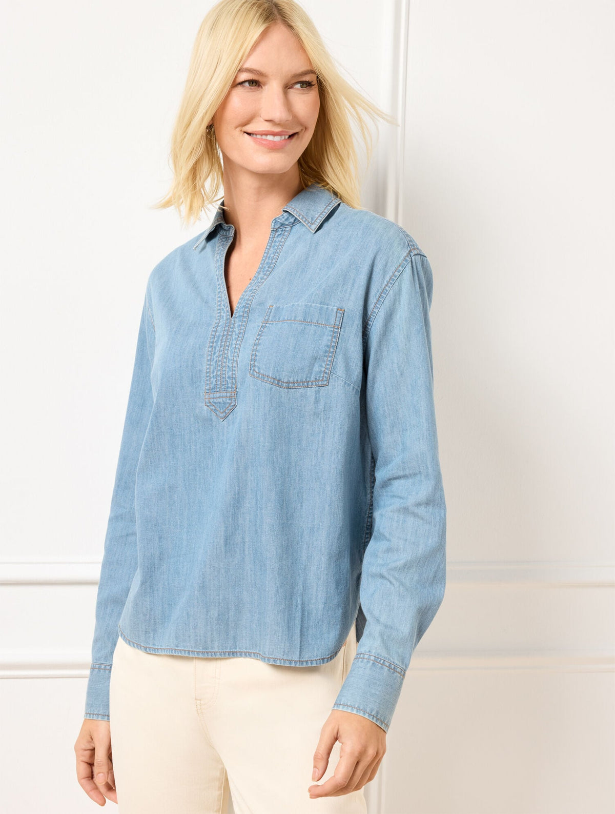 DENIM SHORT SHIRT | Talbots