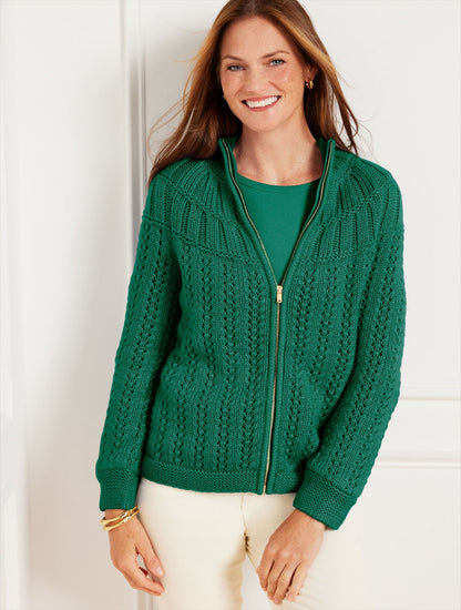 MIXED STITCH CARDIGAN | Talbots