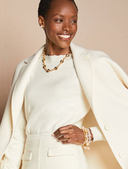 SCALLOP TRIM PULLOVER SWEATER | Talbots
