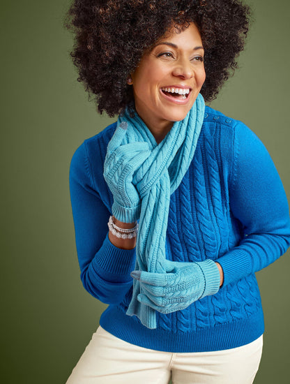 SOFT CABLE KNIT CREWNECK SWEATER | Talbots