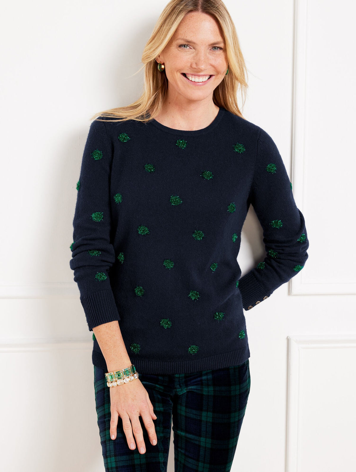 CREWNECK SWEATER - TINSEL DOT | Talbots