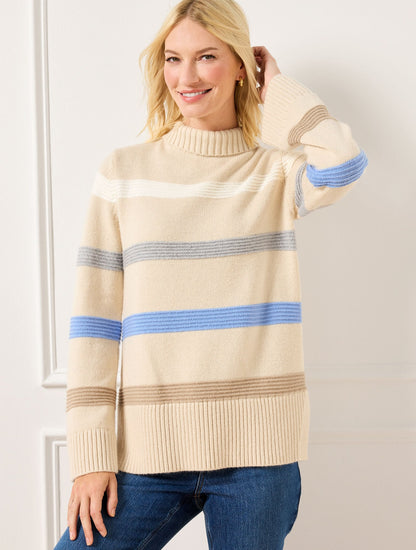 FUNNEL NECK MULTI STRIPE SWEATER | Talbots