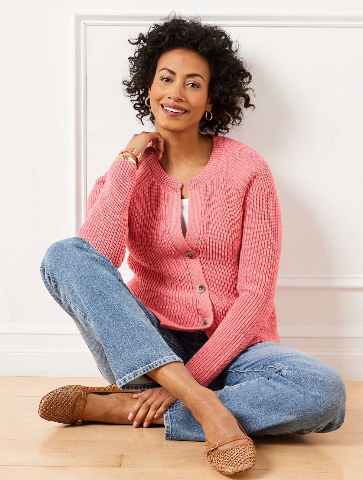 SHAKER STITCH V-NECK CARDIGAN | Talbots