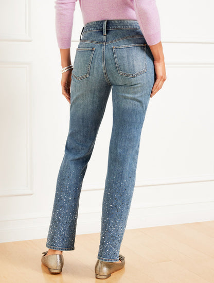 CRYSTAL HEM BARELY BOOT JEANS - RILEY WASH | Talbots