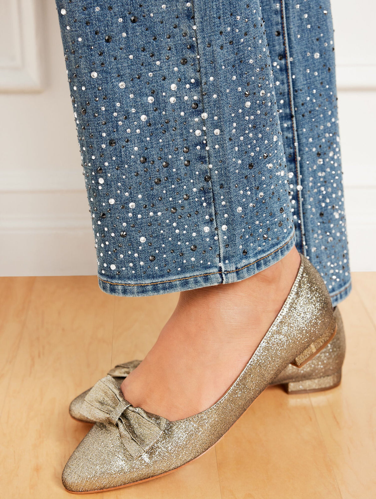 CRYSTAL HEM BARELY BOOT JEANS - RILEY WASH | Talbots