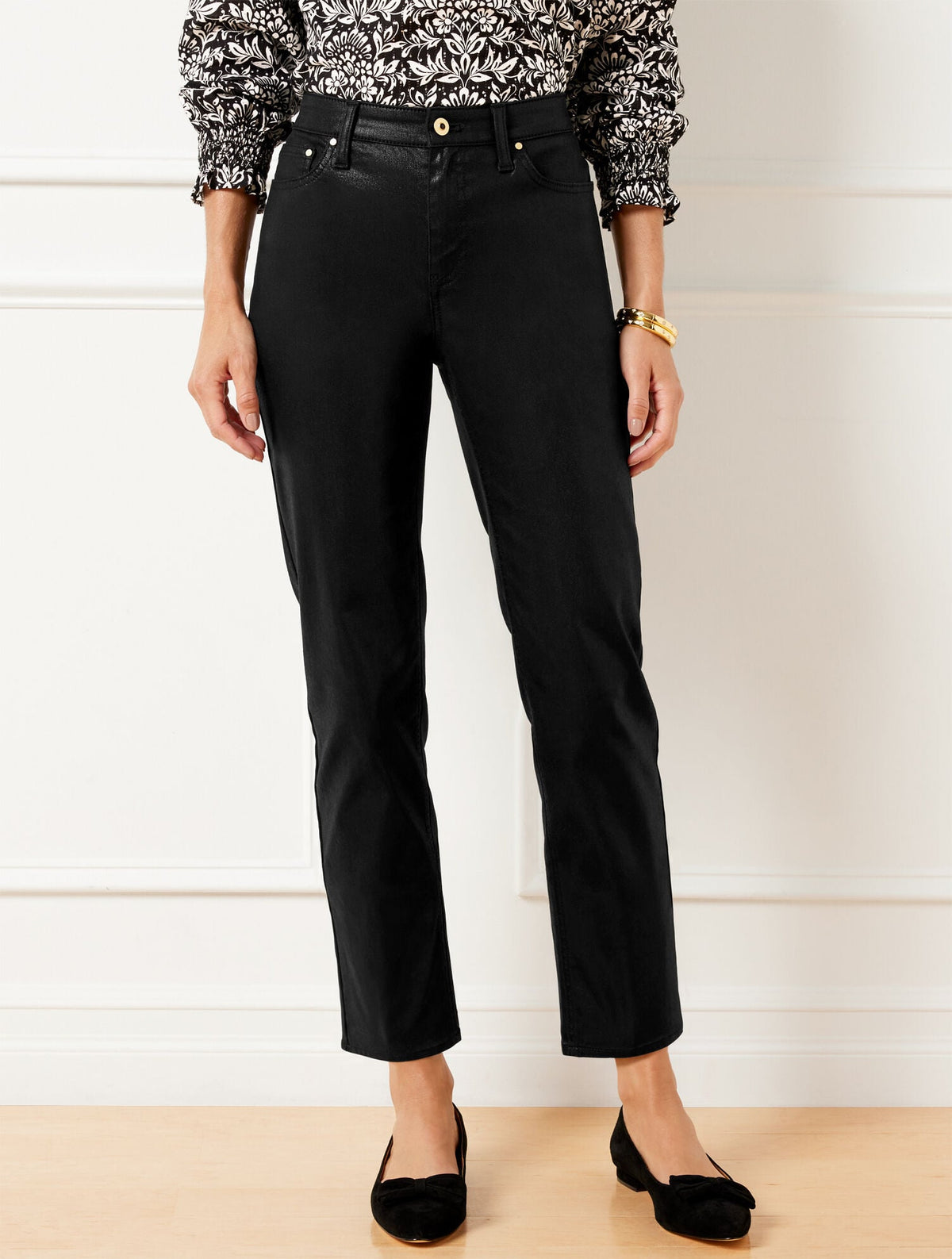 SLIM STRAIGHT ANKLE JEANS - METALLIC | Talbots