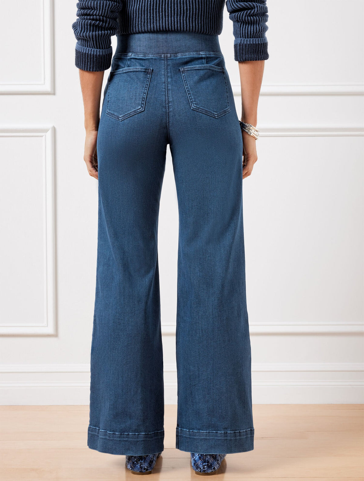FLARE LEG PULL-ON TRAVEL JEANS - HANOVER WASH | Talbots