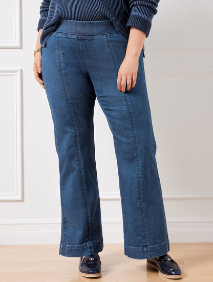FLARE LEG PULL-ON TRAVEL JEANS - HANOVER WASH | Talbots