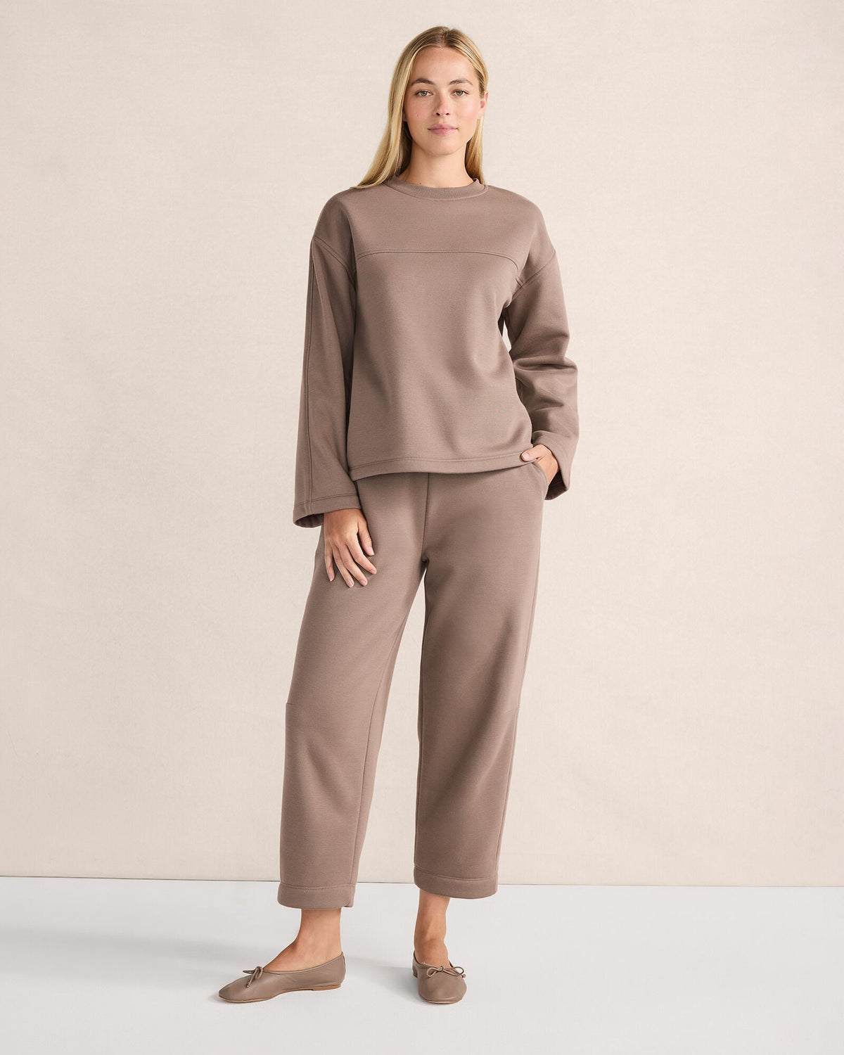LUXE FLEECE BARREL-LEG PANTS | Talbots