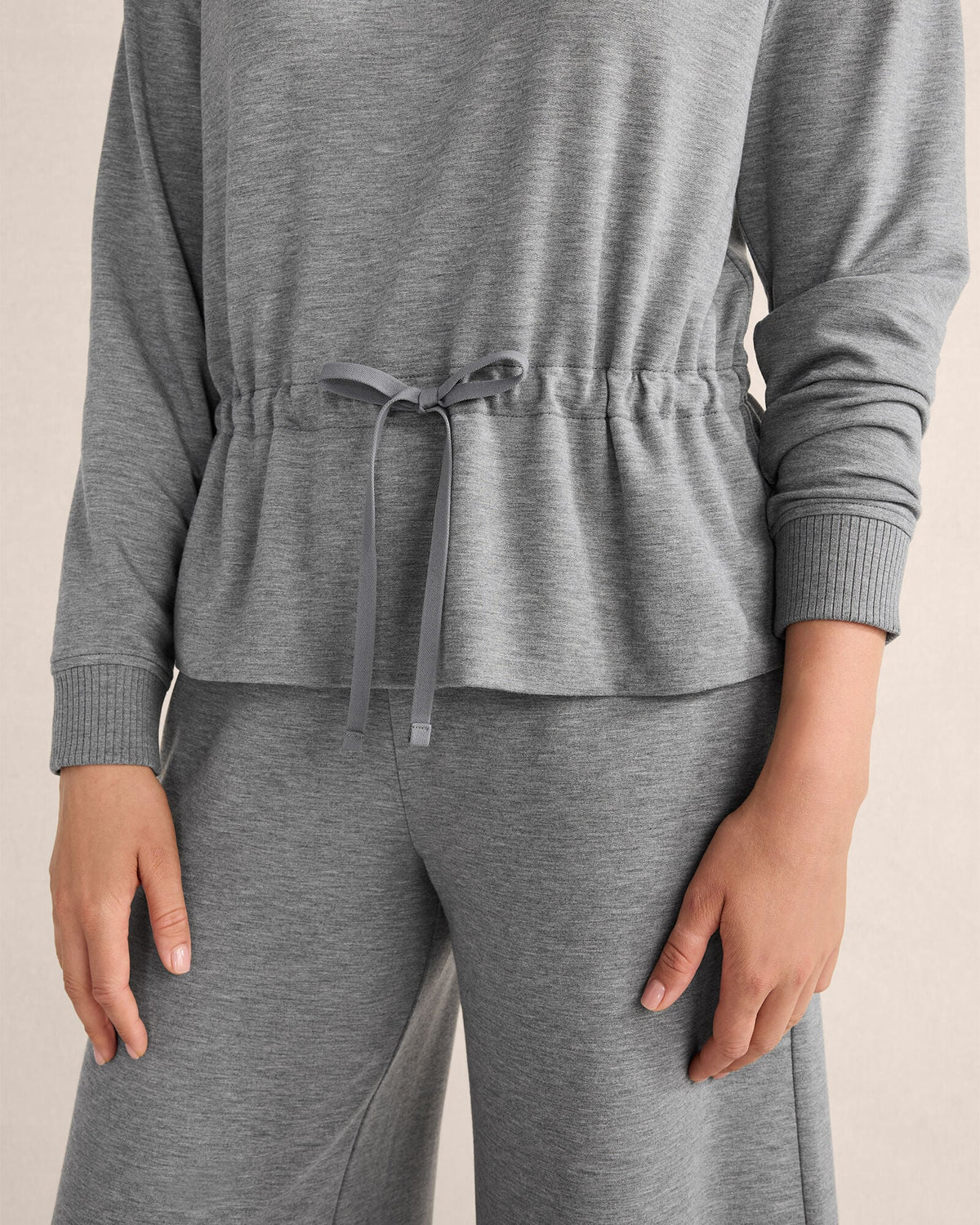 FLEECE DRAWSTRING-WAIST MOCKNECK TOP | Talbots