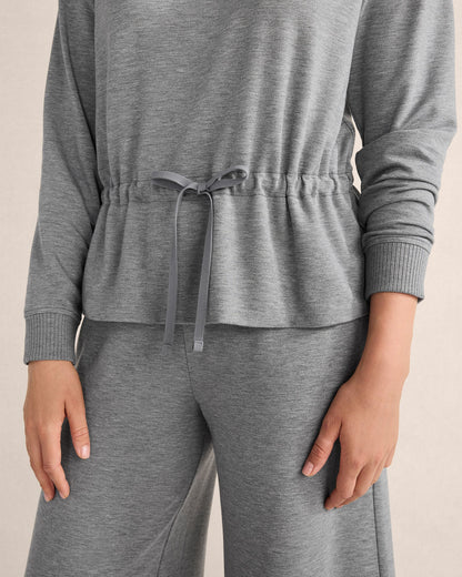 FLEECE DRAWSTRING-WAIST MOCKNECK TOP | Talbots