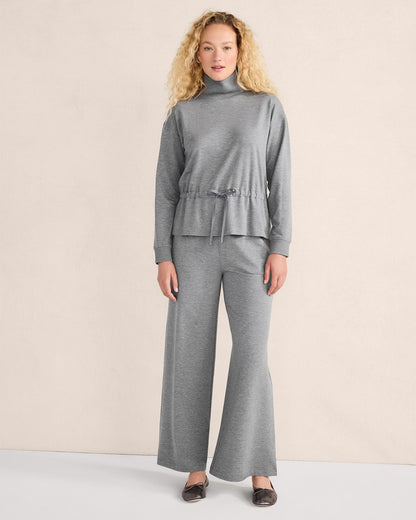 FLEECE DRAWSTRING-WAIST MOCKNECK TOP | Talbots