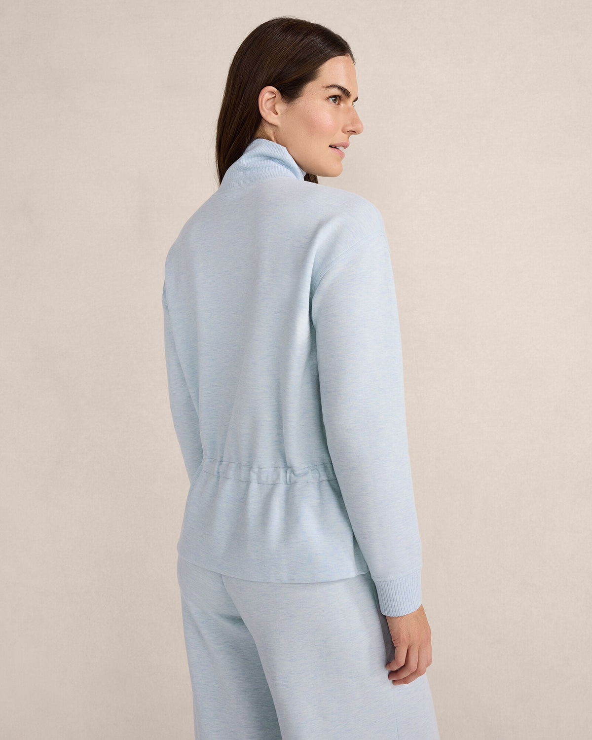 FLEECE DRAWSTRING-WAIST MOCKNECK TOP | Talbots