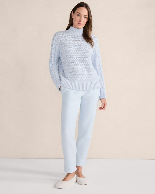 ORGANIC COTTON CABLE KNIT FUNNEL NECK SWEATER | Talbots