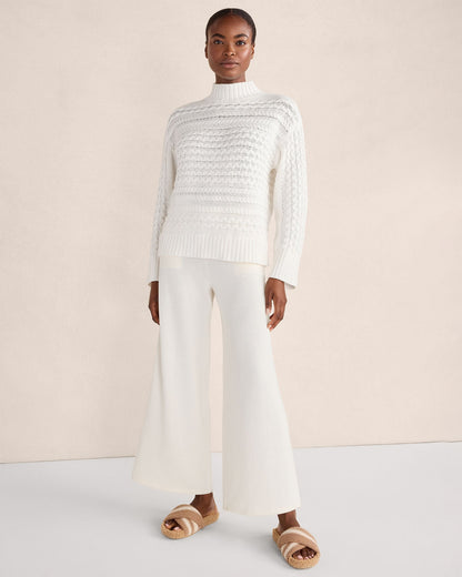 ORGANIC COTTON CABLE KNIT FUNNEL NECK SWEATER | Talbots