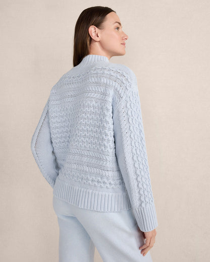 ORGANIC COTTON CABLE KNIT FUNNEL NECK SWEATER | Talbots