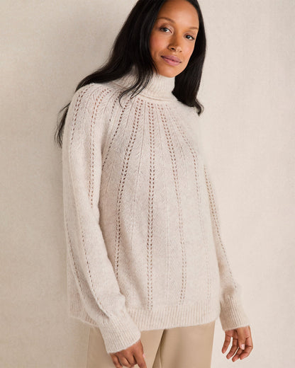 LOFTY KNIT POINTELLE TURTLENECK SWEATER | Talbots