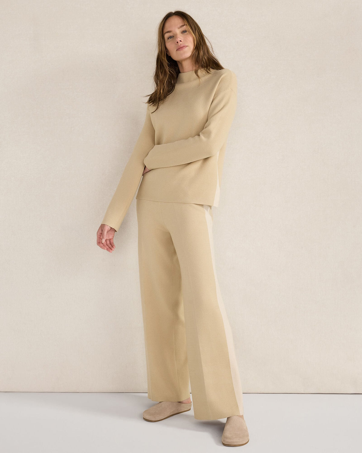 TUXEDO STRIPE FUNNEL NECK PULLOVER | Talbots