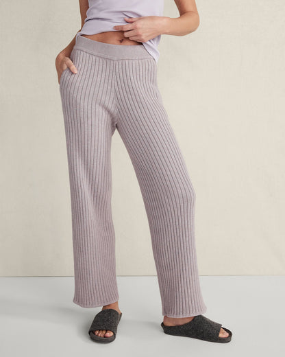 COTTON CASHMERE RIB-KNIT PANTS | Talbots