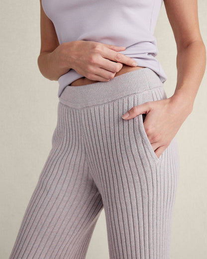 COTTON CASHMERE RIB-KNIT PANTS | Talbots