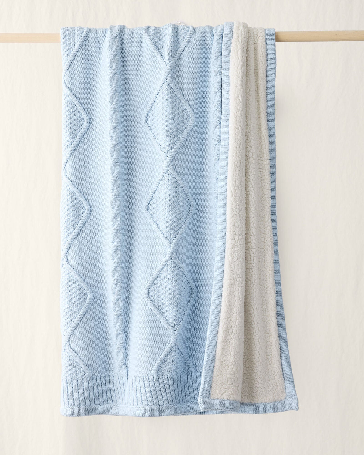 COTTON CABLE/FAUX FUR THROW | Talbots