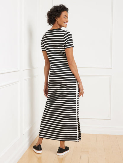 EFFORTLESS ULTRAKNIT SHORT SLEEVE MAXI DRESS - CROCUS STRIPE | Talbots