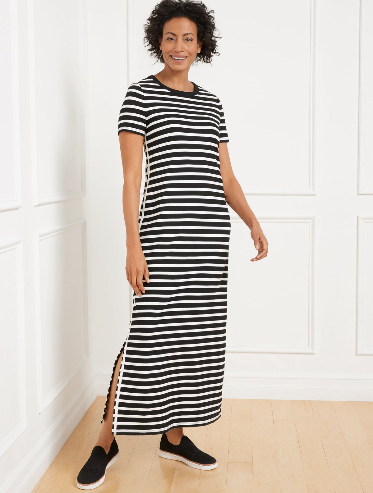 EFFORTLESS ULTRAKNIT SHORT SLEEVE MAXI DRESS - CROCUS STRIPE | Talbots