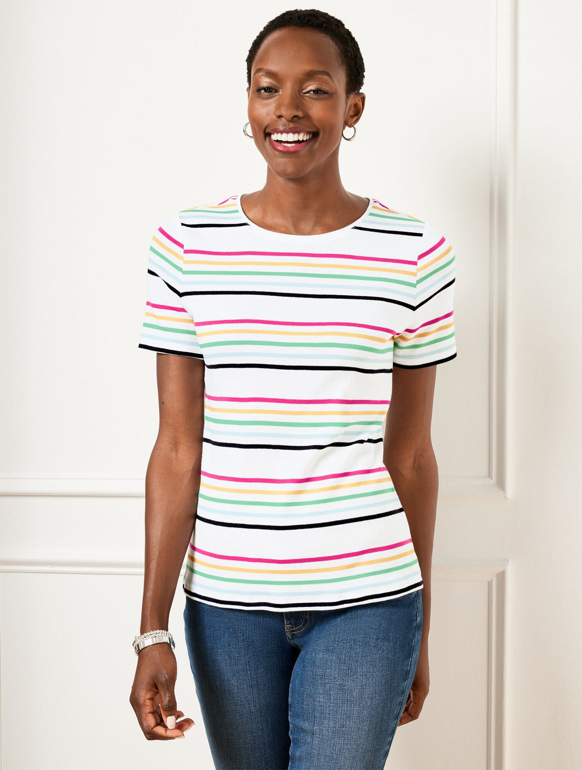 CREWNECK TEE - MAGNOLIA STRIPE | Talbots