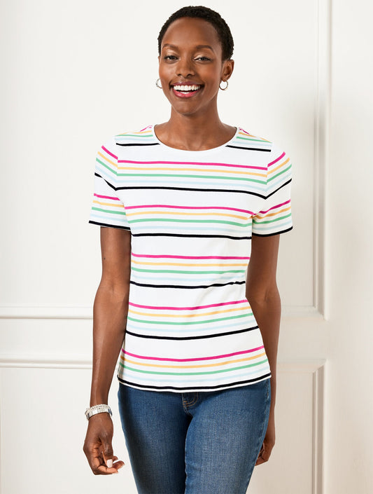 CREWNECK TEE - MAGNOLIA STRIPE | Talbots