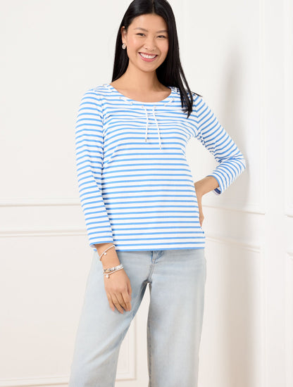 LACE UP SCOOP NECK TEE | Talbots