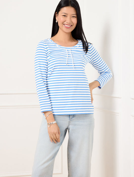 LACE UP SCOOP NECK TEE | Talbots
