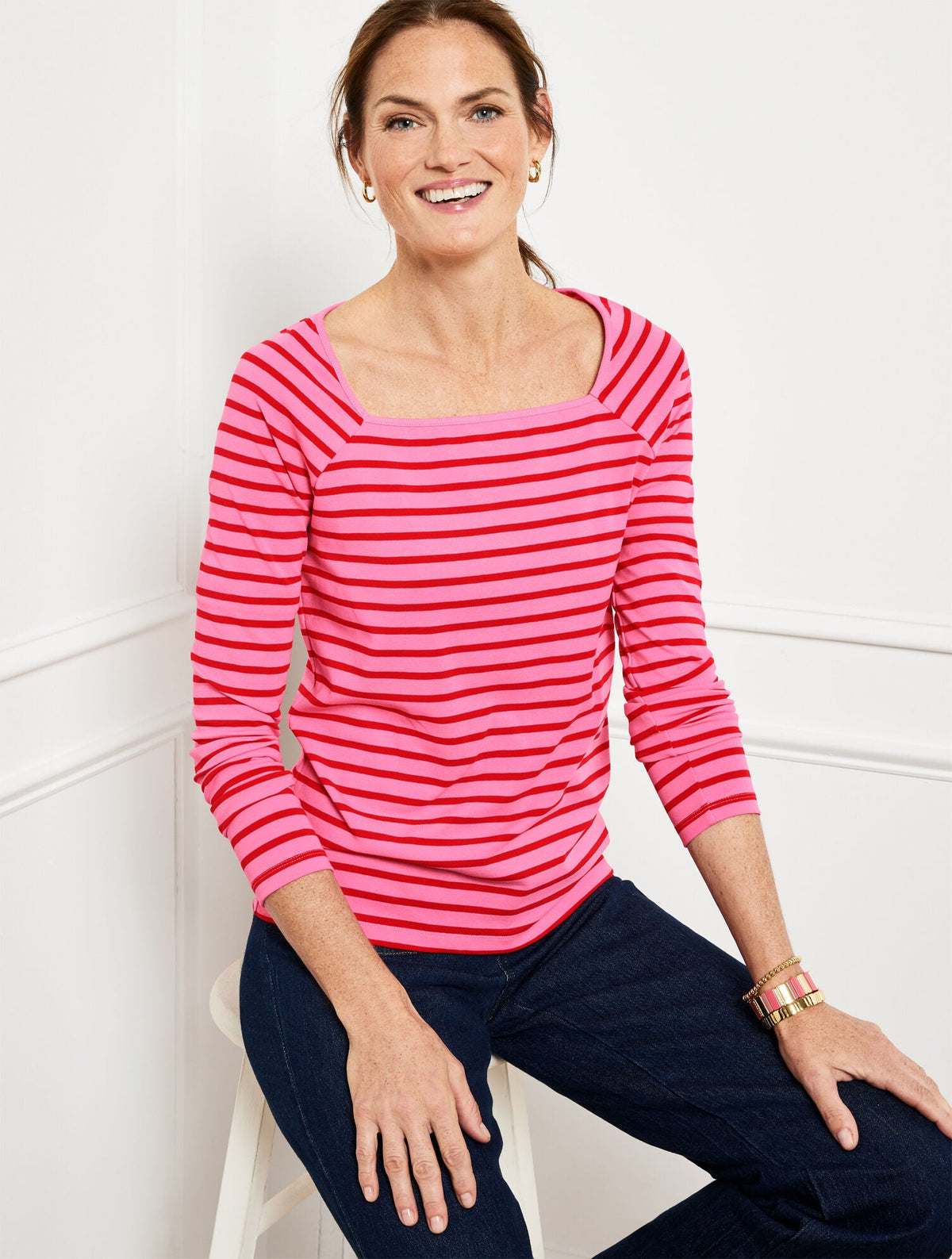 SQUARE NECK RAGLAN TEE | Talbots