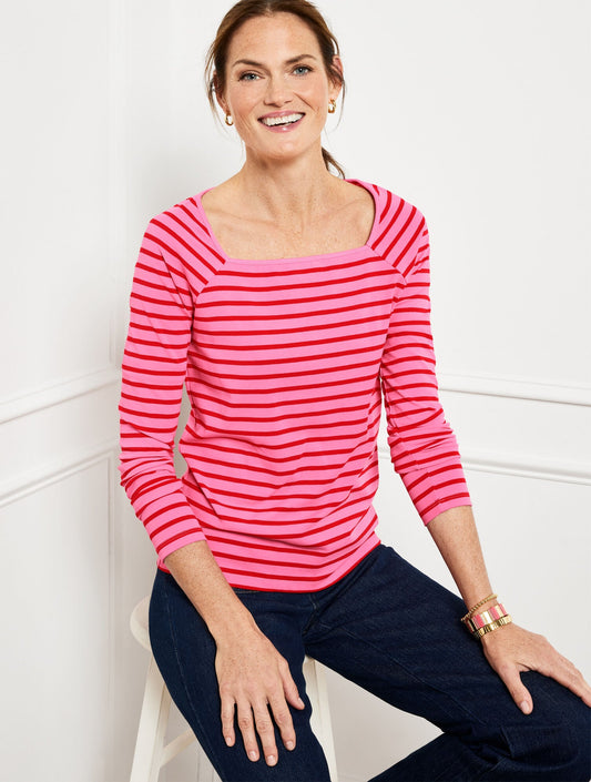 SQUARE NECK RAGLAN TEE | Talbots