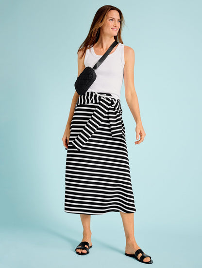 EFFORTLESS ULTRAKNIT A-LINE MIDI SKIRT - CROCUS STRIPE | Talbots