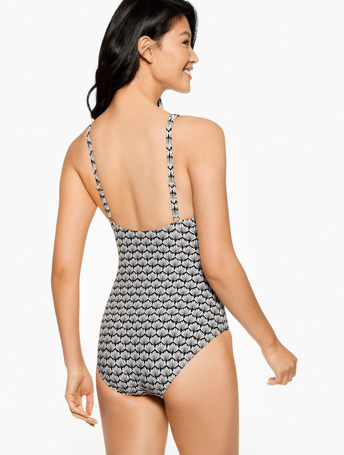 AQUA CLUB V-NECK ONE-PIECE SWIMSUIT - FIJI SHELL | Talbots