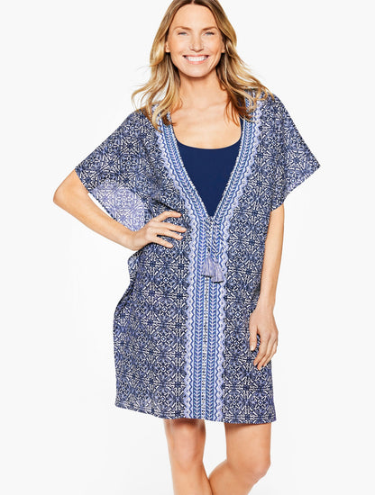 AQUA CLUB EMBROIDERED CAFTAN COVER-UP - IBIZA TILE | Talbots