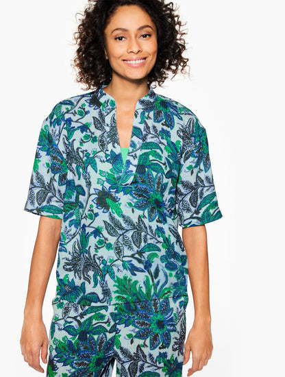 AQUA CLUB GAUZE POPOVER SHIRT COVER-UP - BALI BLOOMS | Talbots