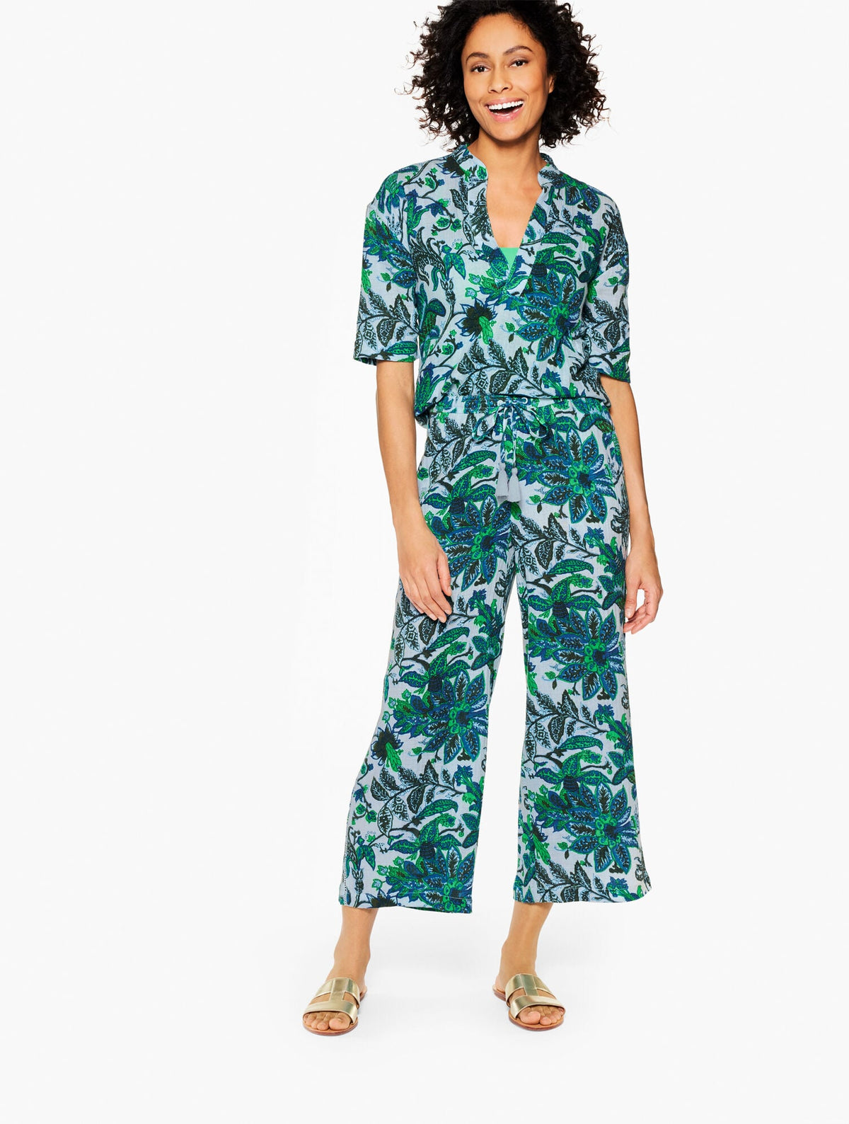 AQUA CLUB GAUZE POPOVER SHIRT COVER-UP - BALI BLOOMS | Talbots
