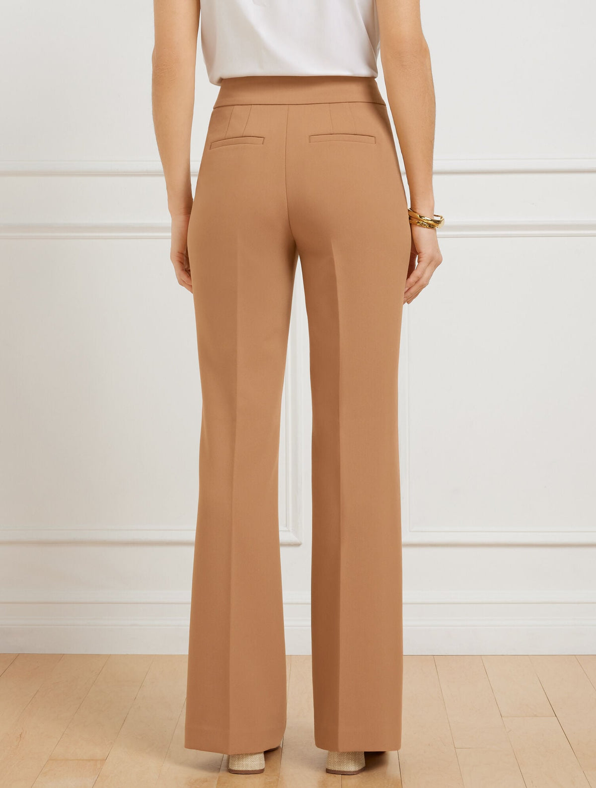 FLARE LEG BELTED TWILL PANTS | Talbots