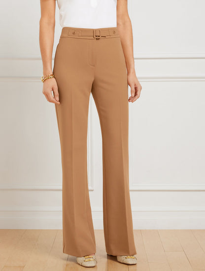 FLARE LEG BELTED TWILL PANTS | Talbots