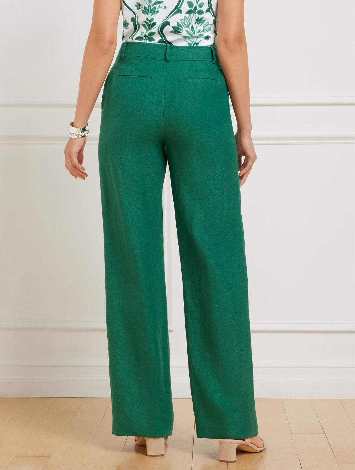 TALBOTS GREENWICH WIDE LEG LINEN PANTS | Talbots
