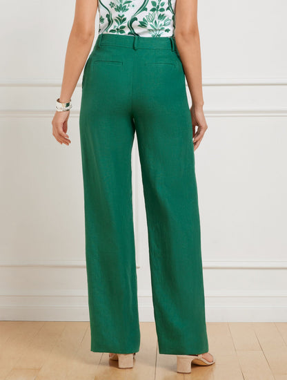 TALBOTS GREENWICH WIDE LEG LINEN PANTS | Talbots