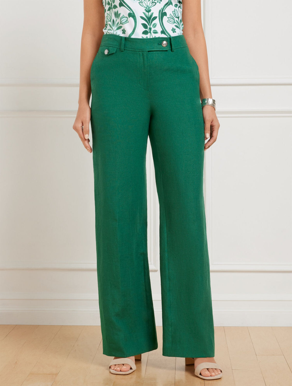 TALBOTS GREENWICH WIDE LEG LINEN PANTS | Talbots