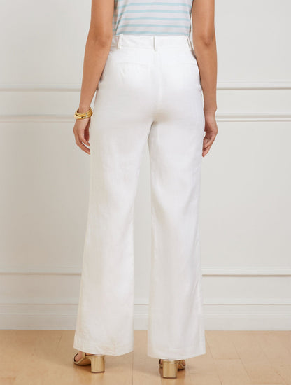 TALBOTS GREENWICH WIDE LEG LINEN PANTS - WHITE | Talbots