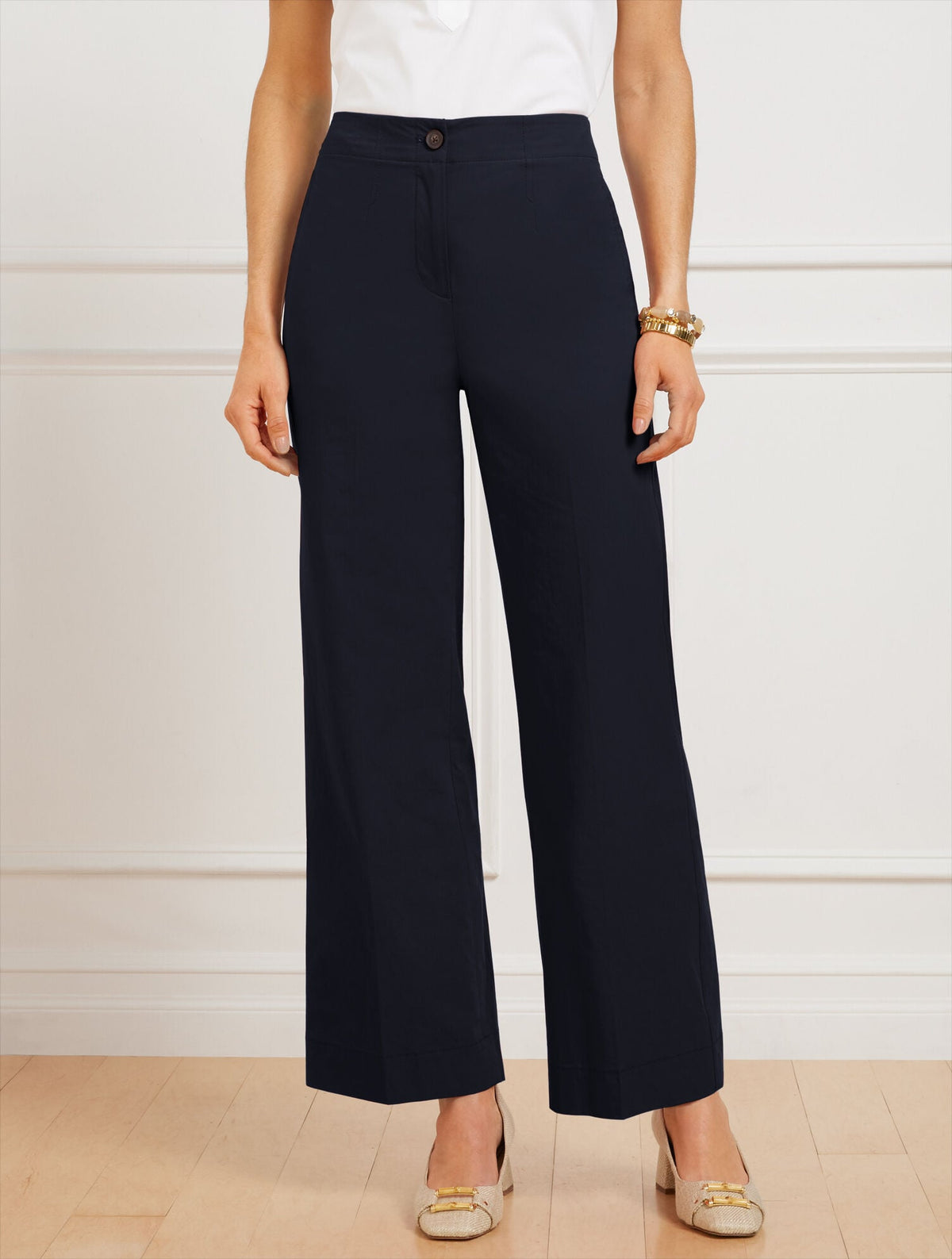 WIDE ANKLE FRESH POPLIN PANTS | Talbots