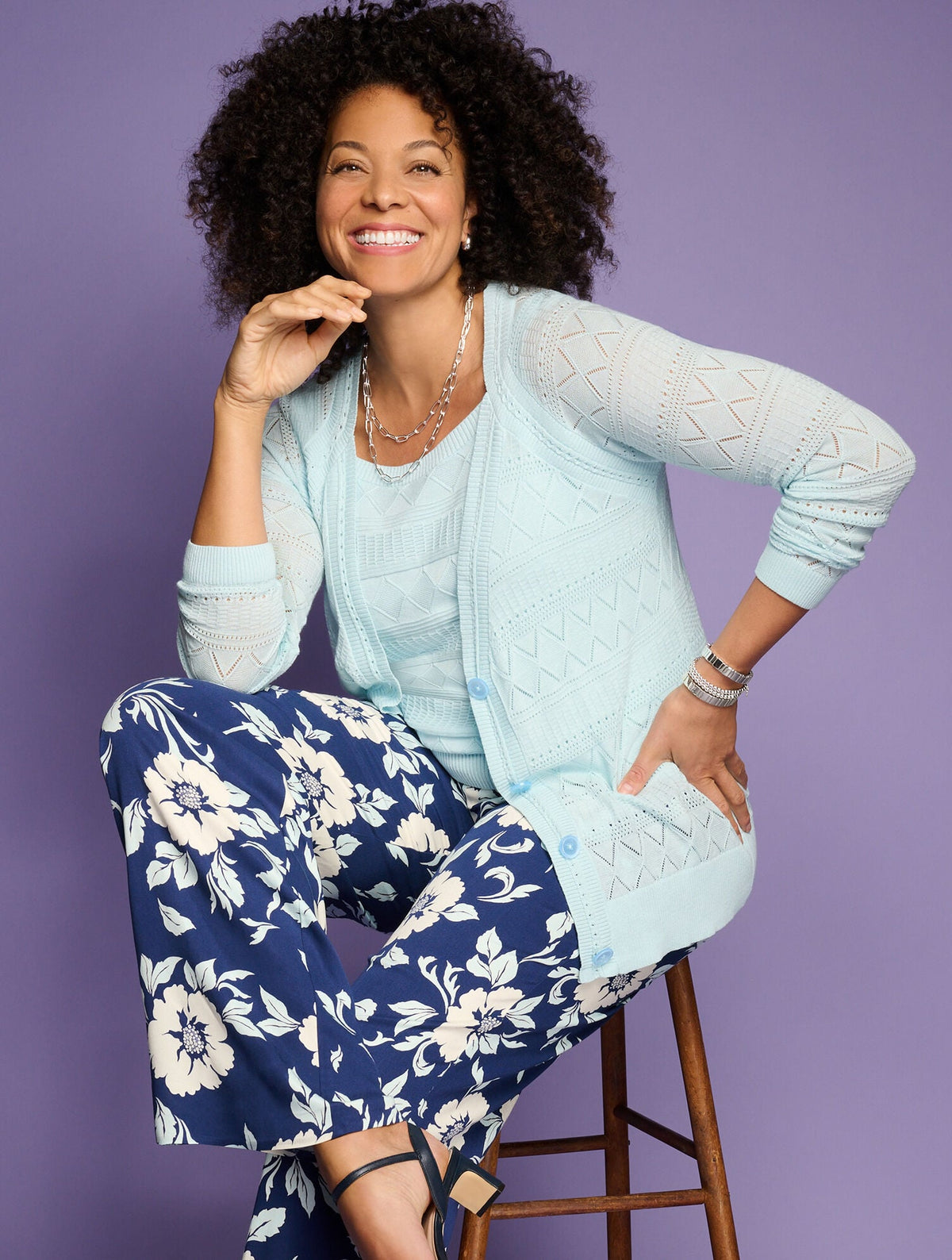 WIDE LEG PULL-ON PANTS - DELIGHTFUL FLOWERS | Talbots