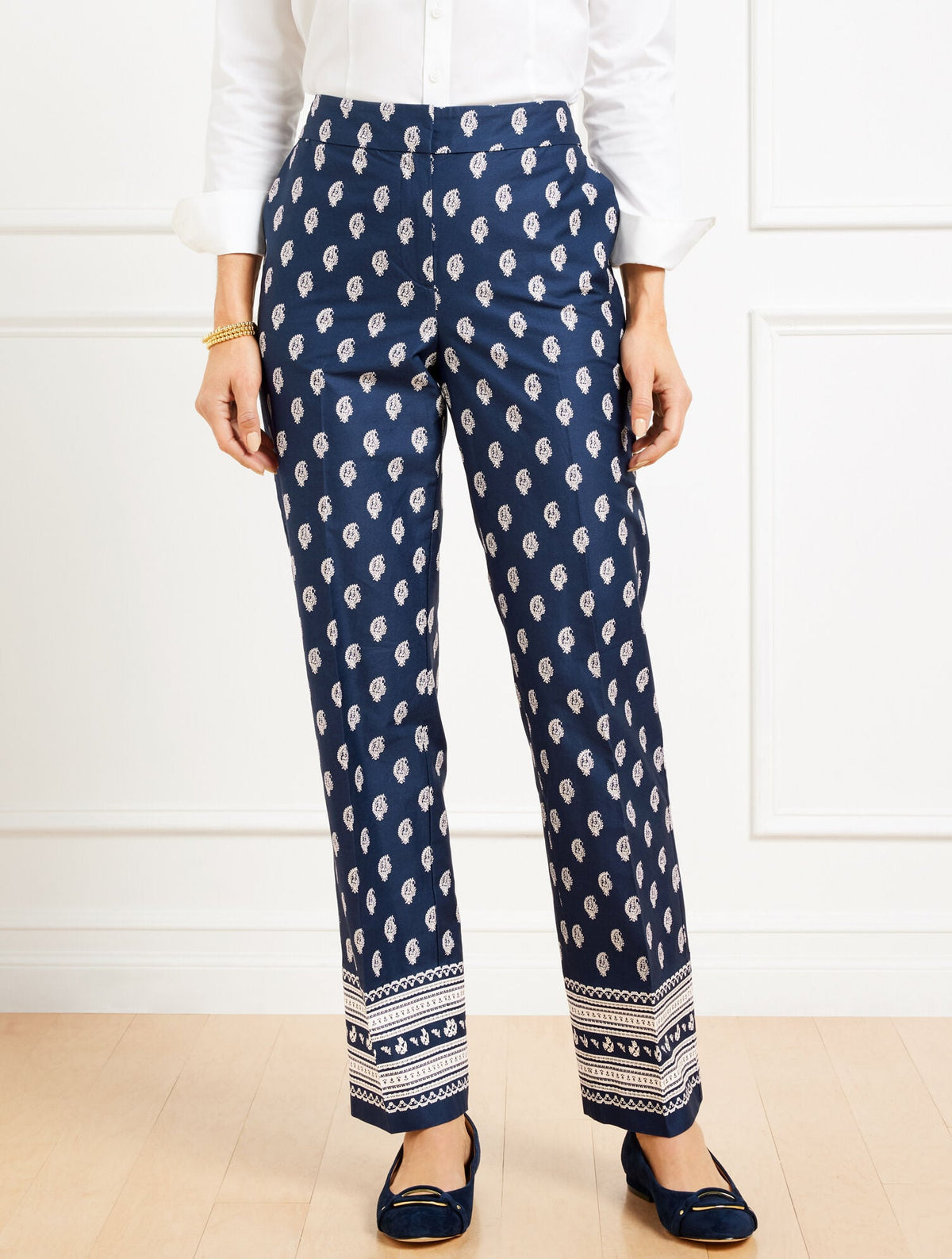 STRAIGHT LEG TWILL PANTS - SERENE PAISLEY | Talbots