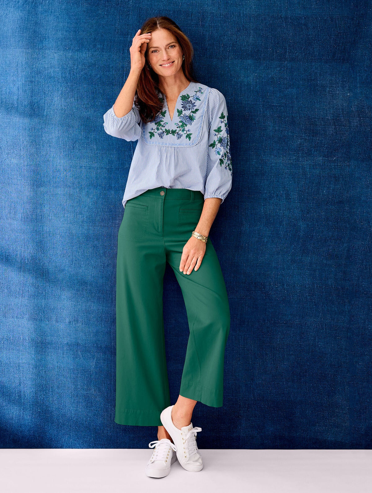 WIDE ANKLE TWILL PANTS | Talbots