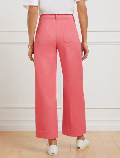 WIDE ANKLE TWILL PANTS | Talbots